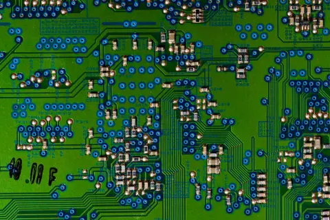 Detailed view of a circuit board highlighting electronic components.